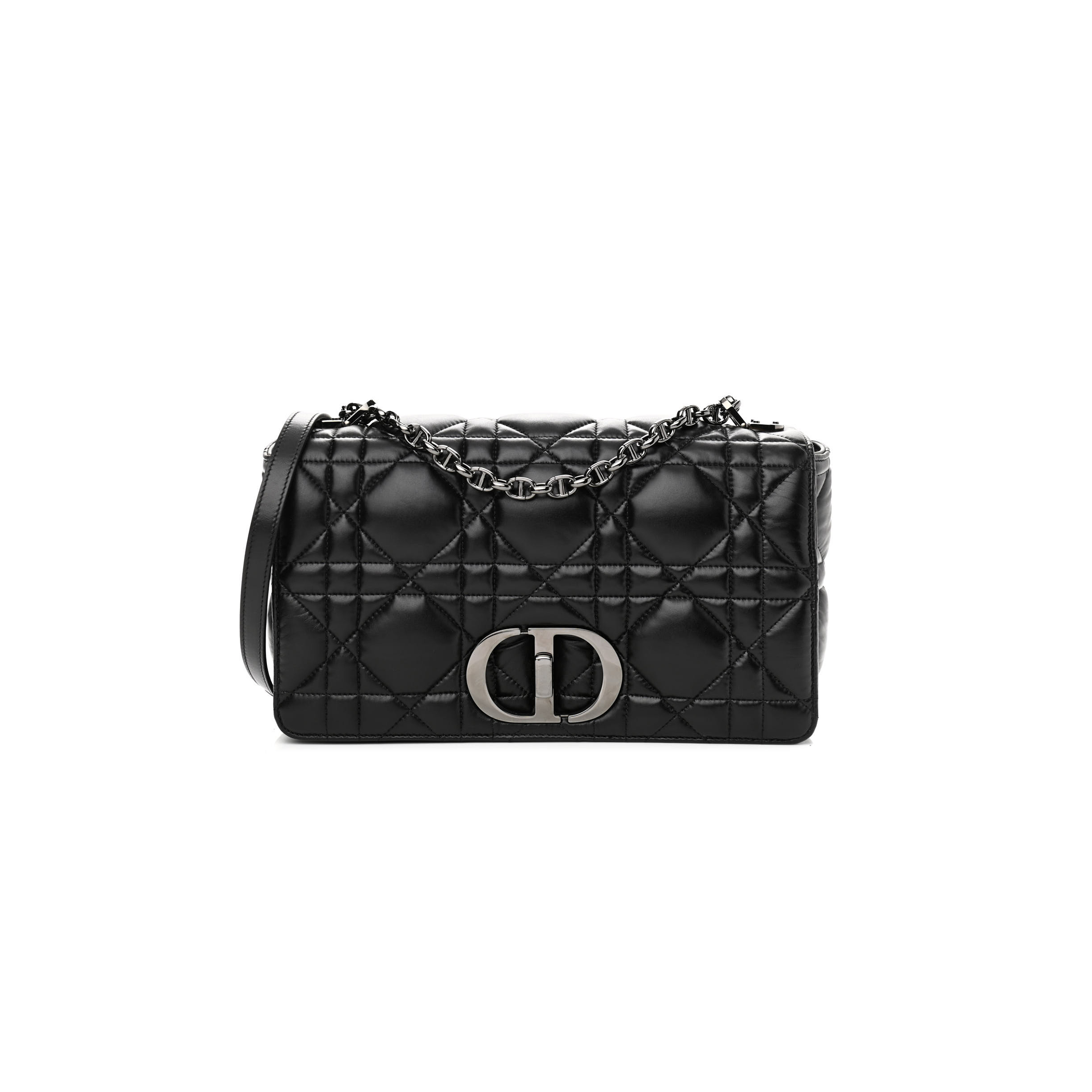 D*or calfskin macrocannage large caro bag black (28*17*9cm)
